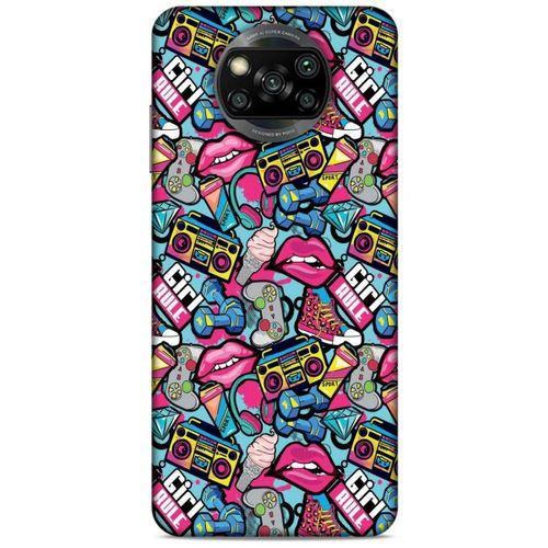 Retro (1) Desen Kılıfı Renkli Xiaomi Redmi Poco X3 Kılıf