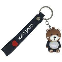 Figürlü ve Işıklı Silikon Anahtarlık - Ayıcık - Siyah