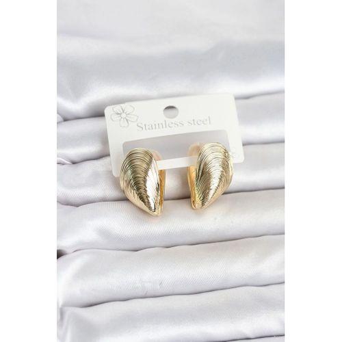 316L Çelik Gold Renk Midye Model Kadın Küpe