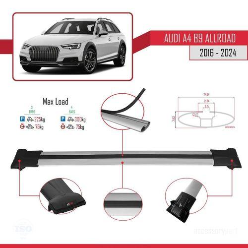 Audi A4 B9 Allroad 2016 ve Sonrası ile Uyumlu FLY Model Ara Atkı Tavan Barı GRİ 3 ADET BAR