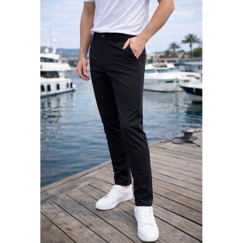 Paraşüt Kumaş Regular Fit Düğmeli Fermuarlı Düz Paça Günlük Erkek Pantolon - Siyah