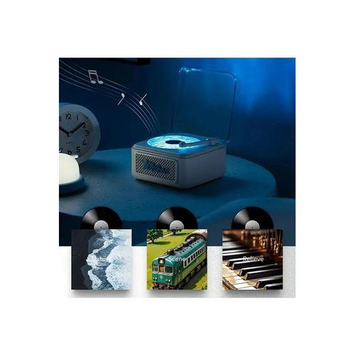 Nostalji Mini Plak Görünümlü Radyolu Bluetooth Hoparlör 3d Ses Dalgası Retro Müzik Plak Beyaz