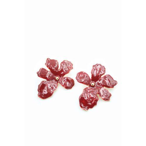 Çiçek Küpe - Bordo