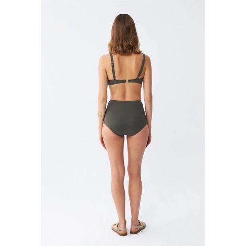 Kadın Basic Haki Pedli Yüksek Bel Bikini Takımı