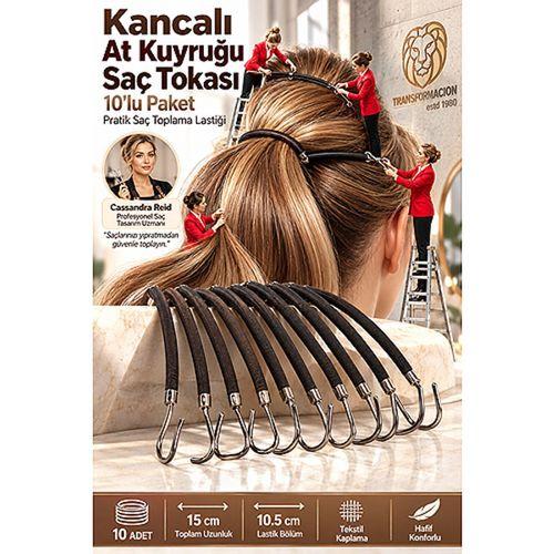 Kancalı At Kuyruğu Saç Tokası 10lu Paket Pratik Saç Toplama Lastiği 717249