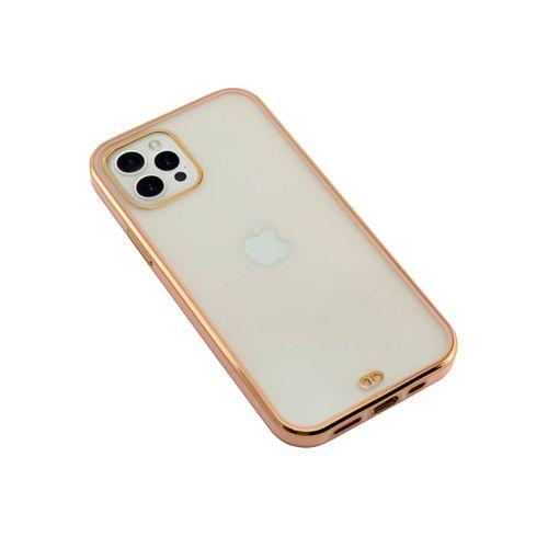 iPhone 12 Pro Max Premium Electrolize Silikonlu Pembe Telefon Kılıfı