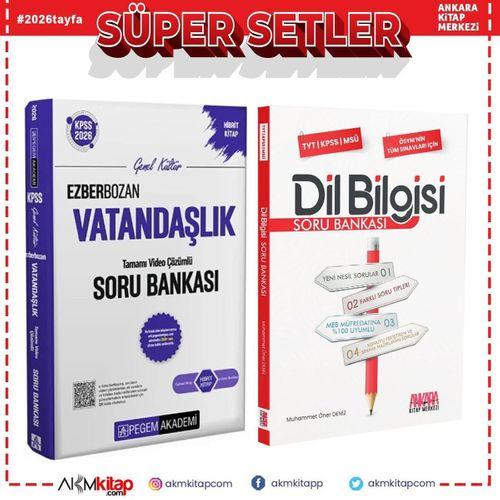 Pegem KPSS Vatandaşlık ve AKM Dil Bilgisi Soru Bankası Seti 2 Kitap
