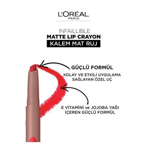 L'Oreal Paris Infaillible Matte Lip Crayon Kalem Mat Ruj - 110 Caramel Rebel