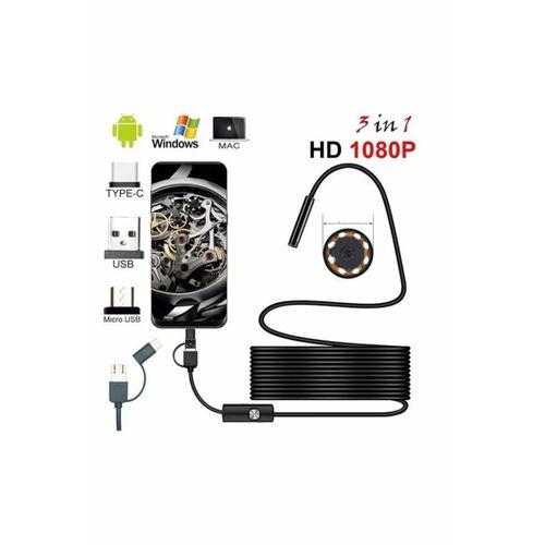 Endoskop 3 İn 1 Yılan Kamera Usb Micro Usb Type-c 20 Metre Sert Kablo