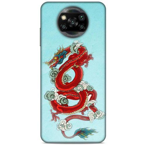 Xiaomi Redmi Poco X3 Kılıf Dragons (22) Tam Koruma Kılıfı Ejderha Dövme Kırmızı