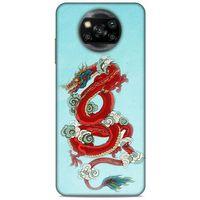Xiaomi Redmi Poco X3 Kılıf Dragons (22) Tam Koruma Kılıfı Ejderha Dövme Kırmızı