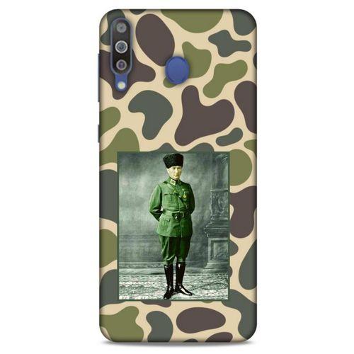 Samsung Galaxy M30 Kılıf Atatürk (15) Antişok Kılıf Kamuflaj Kahverengi