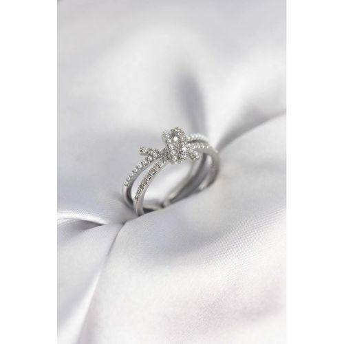 Gümüş Renk İncili Zirkon Taşlı Düğüm Kadın Yüzük