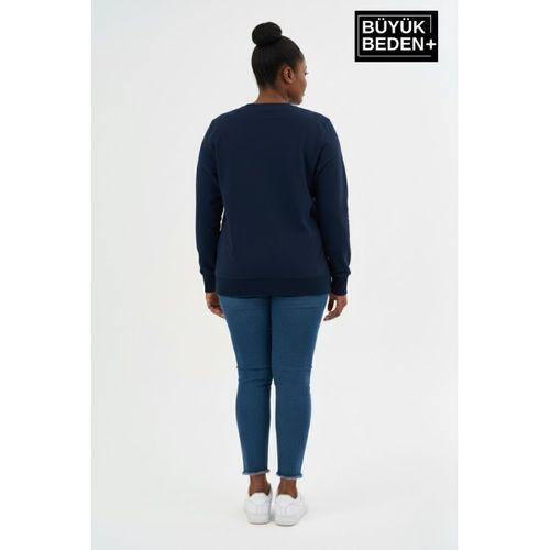 Kadın Büyük Beden MİLANO İTALiA Baskılı Bisiklet Yaka Sweatshirt SPR26BSWK956-9