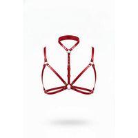 Kırmızı Göğüs Harness Deri Boyunluklu O Halka Detaylı - Brf197