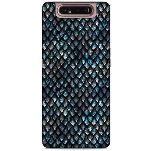 Samsung Galaxy A80 Kılıf Dragons (10) Full Koruma Kılıfı Ejderha Skin Mavi Beyaz
