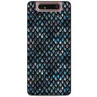 Samsung Galaxy A80 Kılıf Dragons (10) Full Koruma Kılıfı Ejderha Skin Mavi Beyaz