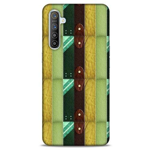 Oppo Realme XT Kılıf Patchwork (15) Antişok Kılıf Yeşil Kahve