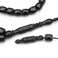 Oltu Taşı Kısa Eskitme Model Nakkaş Oyma İmameli Tespih