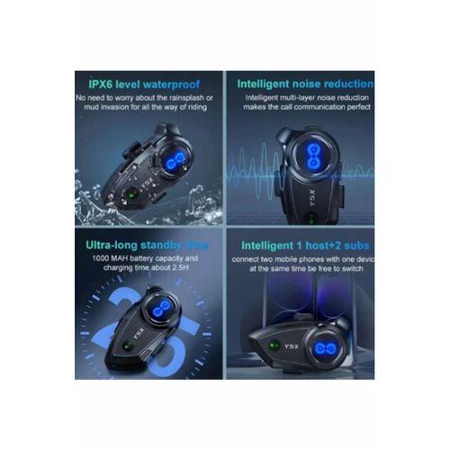Y5x Rgb Işıklı Intercom 5 Kişi Bağlantılı 1000mah Motosiklet Bluetooth Kulaklık Seti
