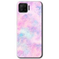 Oppo A73 Kılıf HD Desen Baskılı Arka Kapak + Temperli Cam - Pembe-Duman