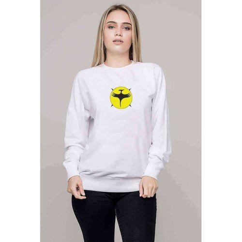 Zagor Logo Baskılı Beyaz Kadın Sweatshirt