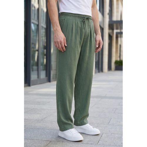 Wert Lyocell Kumaş Relaxed Fit Çİft Pileli Jogger Eşofman Altı Pantolon - Yeşil