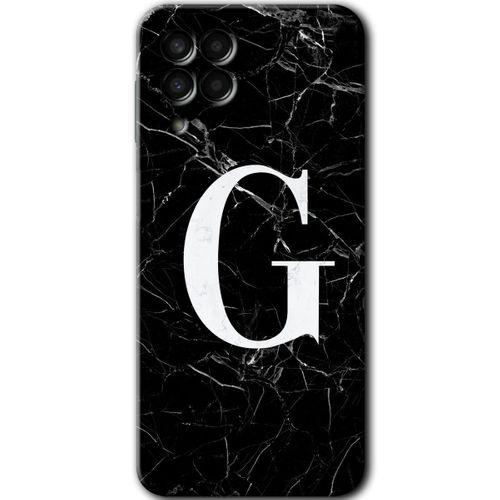 Samsung Galaxy M33 Kılıf HD Desen Baskılı Arka Kapak - Siyah Mermer Desenli G Harfi