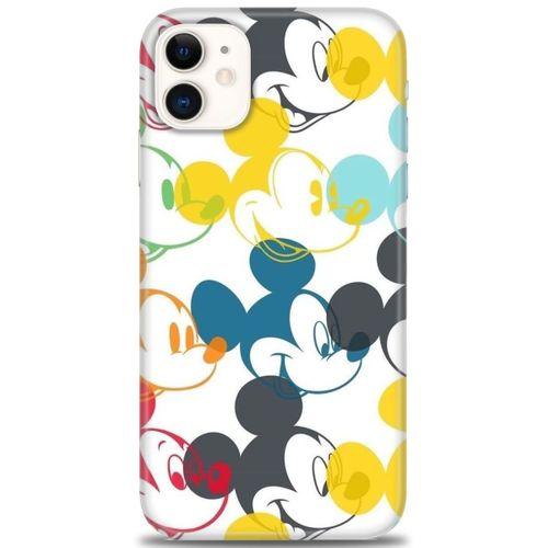 iPhone 11 Kılıf HD Baskılı Kılıf - Renkli Mickey Mouse + Tam Ekran Koruyucu
