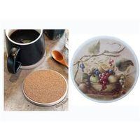 Seramik Bardak Altlığı Üzüm Desenli 10X10Cm