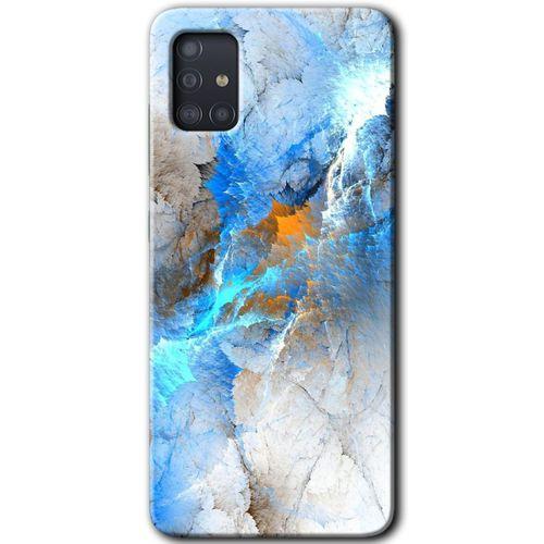 Samsung Galaxy A51 Kılıf HD Desen Baskılı Arka Kapak + Temperli Cam - Mavi Buzul