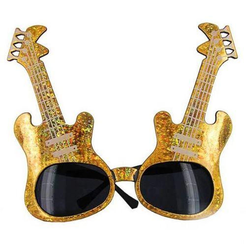 Altın Renk Rockn Roll Gitar Şekilli Parti Gözlüğü 15x15 cm (3748)
