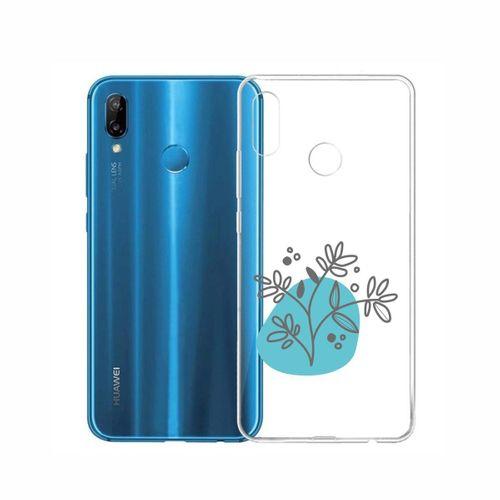 Huawei P20 Lite Özel Çizim Çiçek Şeffaf Telefon Kılıfı