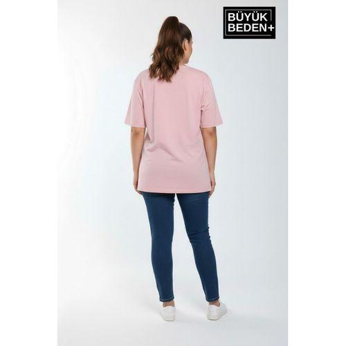 Kadın Büyük Beden El Yazılı Brooklyn Baskılı 3xl-6xl Bisiklet Yaka Tshırt SPR25BTSK510-6