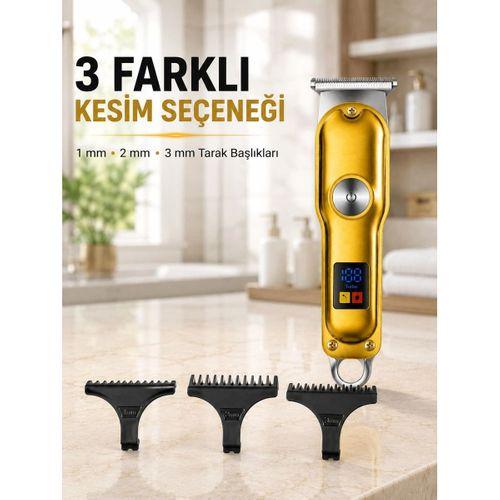T Bıçaklı Erkek Tıraş Makinesi Usb Led Göstergeli Turbo Özellikli Saç Sakal Kesme Makinesi