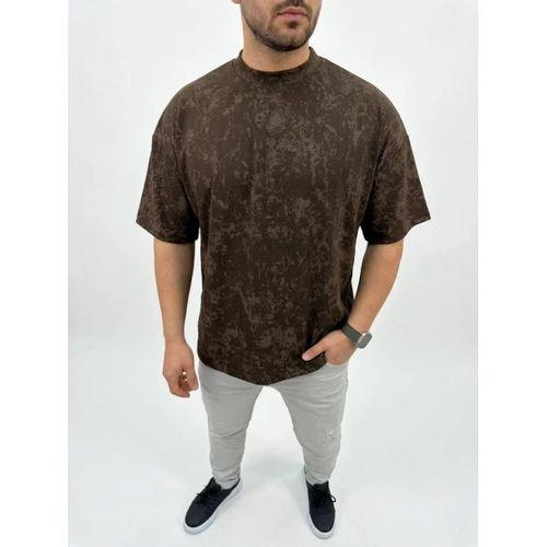 Erkek Premium Tişört OSY Yumuşak Dokulu Yıkamalı Oversize T-Shirt - Kahverengi