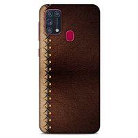 Samsung Galaxy M31 Kılıf Patchwork (21) Koruyucu Kapak Kahve Gold