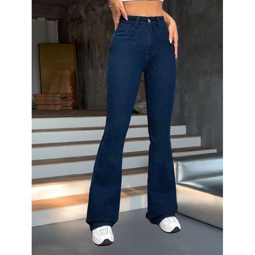 Kadın Yüksek Bel Paçaya Doğru Geniş Kot Pantolon