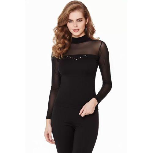 Berrak Bayan Transparan Omuz Siyah Badi 8054