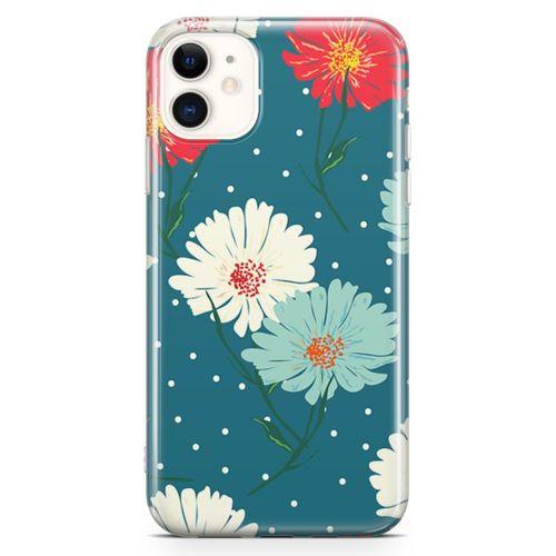 Apple iPhone 11 Kılıf Karlı Çiçekler Arka Kapak Koruma Desenli Full Koruyucu