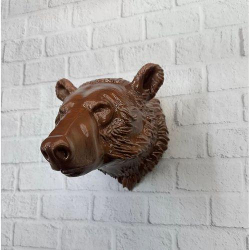 Ev Ve Ofis İçin Dekoratif Ayı Başı Heykel Hediyelik Duvar Aksesuarı