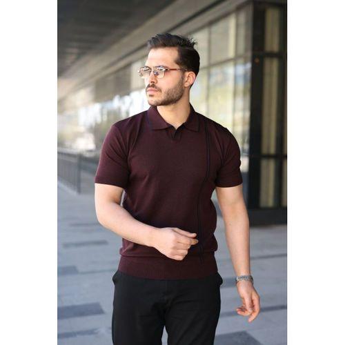 Erkek Çizgi Detaylı Yakalı Triko Tişört