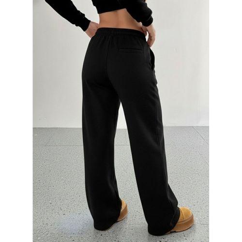 Kadın Yüksek Bel Lastikli Bağcıklı Geniş Kesim Dalgıç Pantolon