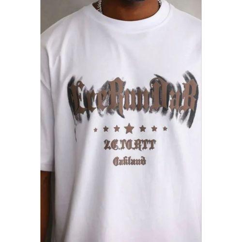 Erkek Baskılı T-Shirt Kısa Kol Bisiklet Yaka Regular Fit Rahat Kalıp Günlük Tişört - Beyaz