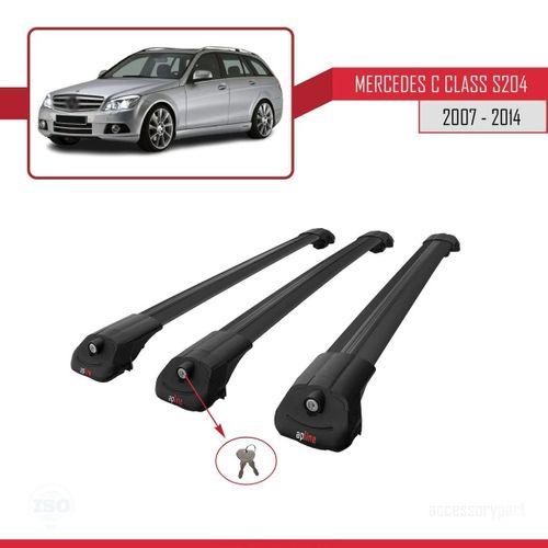Mercedes C Class (S204) 2007-2014 Arası ile uyumlu ACE-1 Ara Atkı Tavan Barı SİYAH 3 ADET BAR
