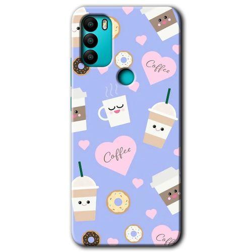 MRCİLETİSİM General Mobile GM 21 Plus Kılıf HD Desen Baskılı Arka Kapak + Temperli Cam - Coffee Cake