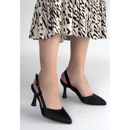 Minde Siyah Saten Topuklu Ayakkabı