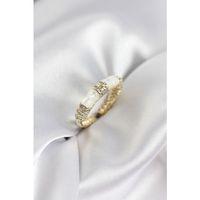 Zirkon Taşlı Kemik Model Gold Renk Kadın Yüzük