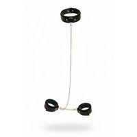 Siyah Seksi Aksesuar Deri Boyunluklu Zincirli Kelepçe Seti - Brf1247