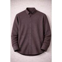 Jonas Ekose Küçük Kareli Relaxed Fit %100 Pamuklu Flanel Kumaş Erkek Gömlek - Kahve